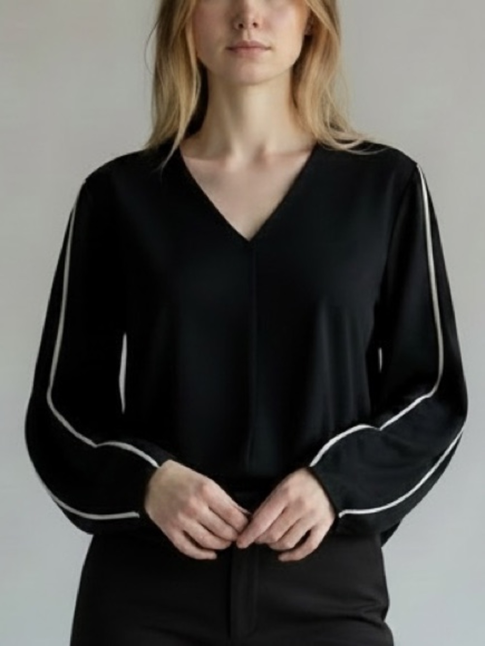 Andrew Marc NY Black Top Balloon Sleeve, Size M